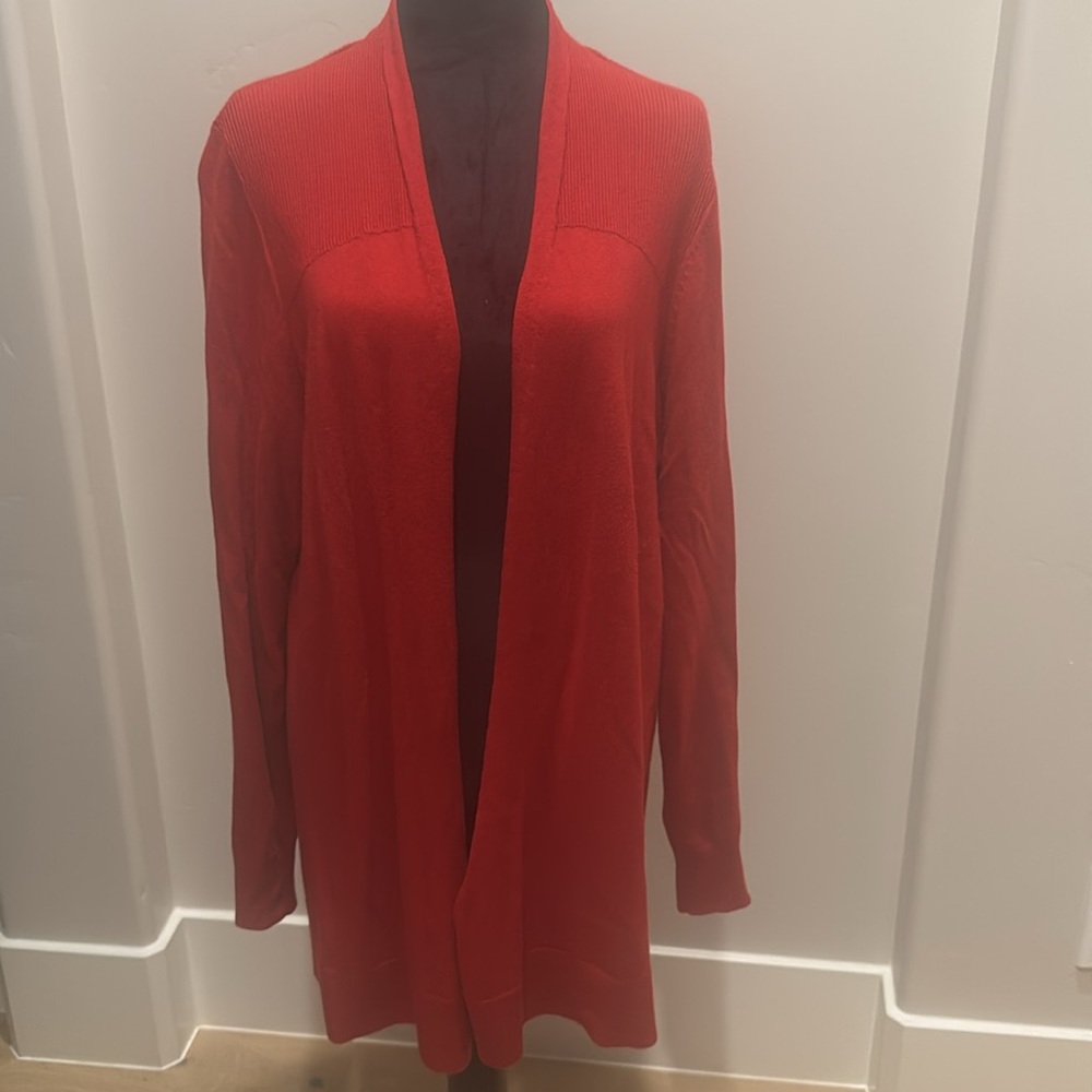 Loft Women's Red Open-Front Sweater